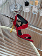 BALMAIN 25S HIGH HEEL SANDALS 95MM IN DARK CRIMSON SUEDE