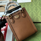 DIANA TOTE BAG 19 IN BROWN LAMBSKIN WITH BAMBOO HANDLE