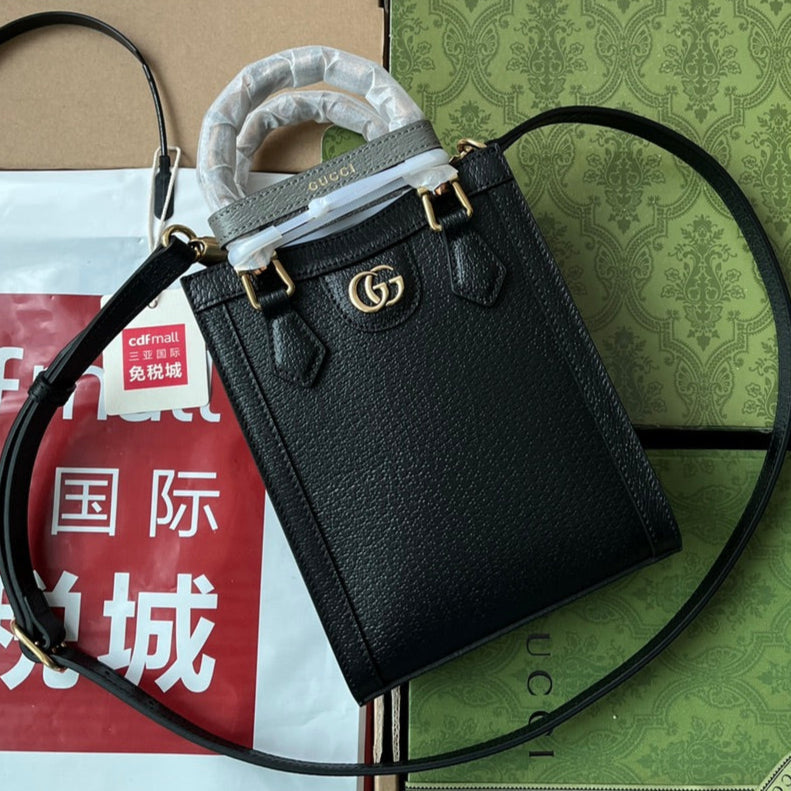 Gucci Diana Bamboo Mini Tote Bag Black Lambskin 240108