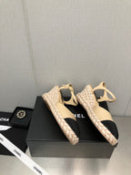 MARY JANE WEDGE BEIGE CREAM LAMBSKIN