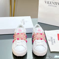 VALENTINO 25S GARAVANI ROCKSTUD UNTITLED STUDDED SNEAKERS IN WHITE MIX PINK LAMBSKIN STYLE 1