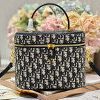 CARO SMALL 24 VANITY CASE IN BLUE MONOGRAM OBLIQUE JACQUARD FABRIC