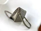 LV Lexington Pochette Shoulder Bag 21.5 Metallic Sliver Monogram Embossed Cafskin