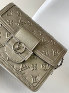 LV Dauphine Bag 20cm Metallic Sliver Monogram Embossed Cafskin