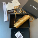 CC 24 Classic Wallet On Chain 11cm Golden Sheepskin  235161