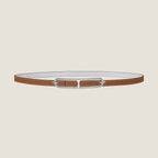 HM ROULIS BUCKLE & REVERSIBLE CINNAMON BROWN AND WHITE LEATHER STRAP 13MM SILVER HARDWARE