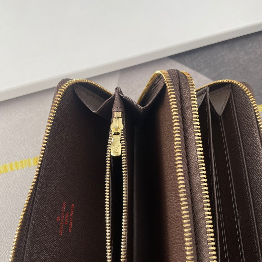 LV Double Zippy XL Wallet Damier Ebene Canvas 221552