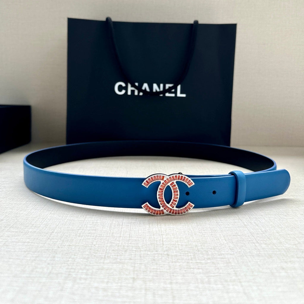 CHANEL 25S BELT 30 MM IN BLUE CALFSKIN 616963
