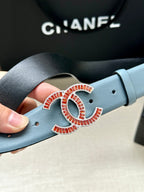 CHANEL 25S BELT 30 MM IN LIGHT STEEL BLUE CALFSKIN 616966