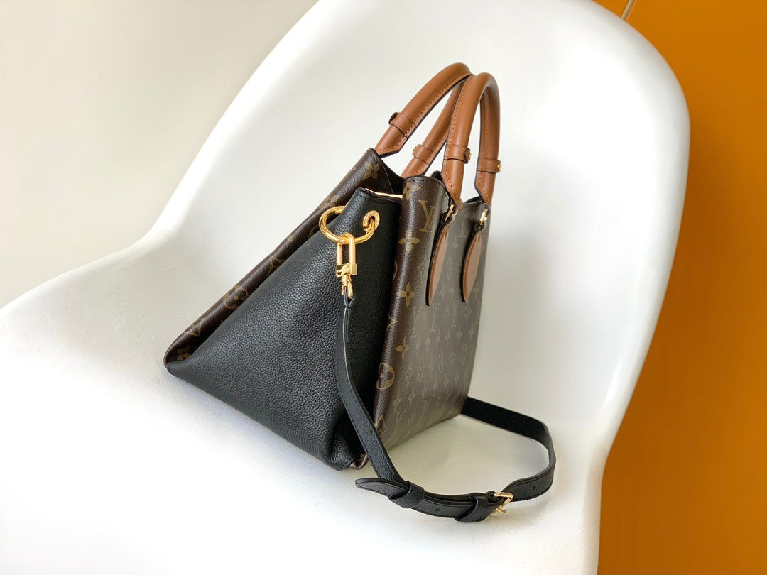 LV Opéra Handbag 36cm Brown Black Monogram Canvas & Cowhide GHW