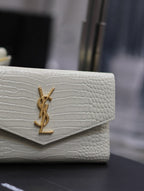 UPTOWN WALLET 21 IN WHITE CROCODILE PATTERN CALFSKIN GOLD LOGO