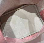 HERMES 25S PICOTIN LOCK 18 IN PINK AND LIGHT GRAY CALFSKIN SILVER HARDWARE