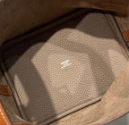 HERMES 25S PICOTIN LOCK 18 IN BURNT ORANGE AND BROWN CALFSKIN SILVER HARDWARE