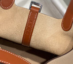 HERMES 25S PICOTIN LOCK 18 IN BURNT ORANGE AND LIGHT BROWN CALFSKIN SILVER HARDWARE
