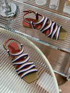 LP SPRIGHTLY CHARMS SANDAL WHITE AND OLIVE CALFSKIN