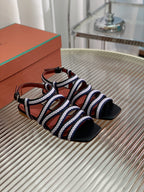 LP SPRIGHTLY CHARMS SANDAL WHITE AND BLACK CALFSKIN