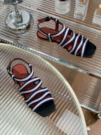 LP SPRIGHTLY CHARMS SANDAL WHITE AND BLACK CALFSKIN