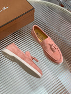 LP SUMMER WALK TASSELS LOAFERS BLUSH PINK SUEDE