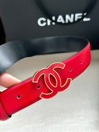 CC 30MM BELT IN CHERRY RED SMOOTH CALFSKIN METAL HARDWARE