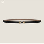 HM ANCRE BUCKLE & REVERSIBLE BLACK AND KHAKI BROWN LEATHER STRAP 13MM GOLD HARDWARE