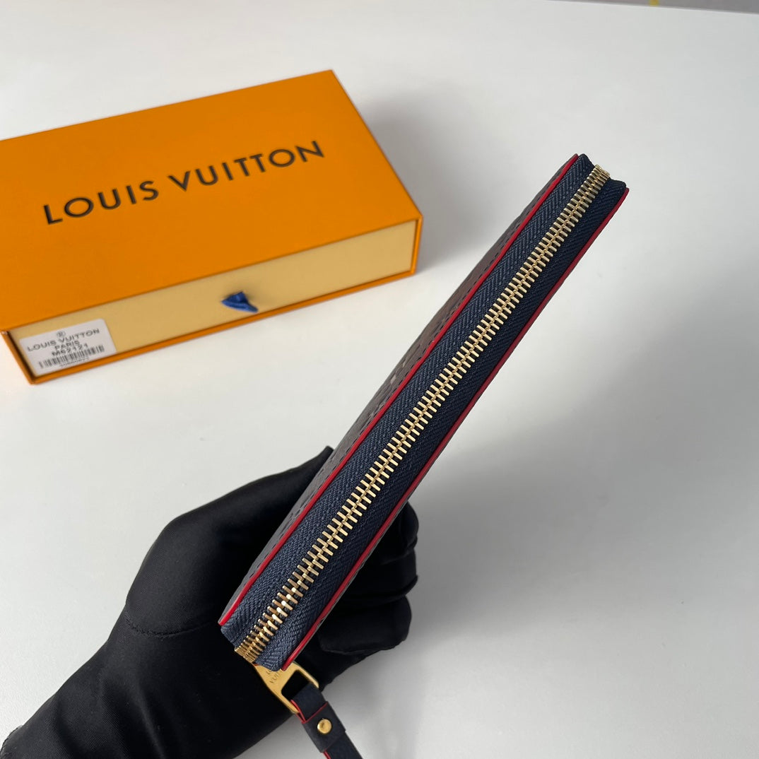 LV M61864 Zippy Wallet Blue Monogram Empreinte Leather 221616