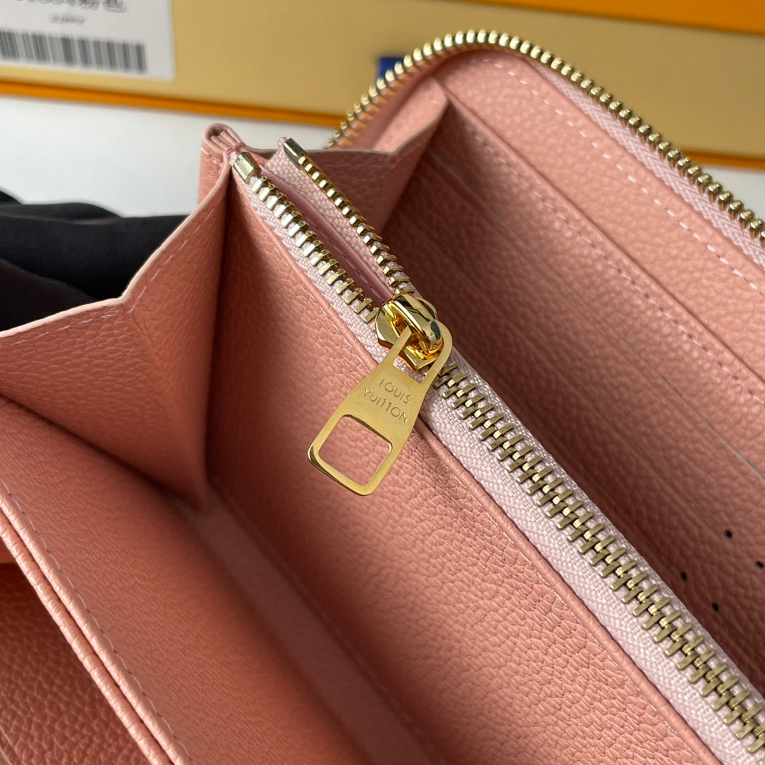 LV M61864 Zippy Wallet Pink Monogram Empreinte Leather 221617