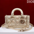 medium lady d-joy 26 beige metalic lambskin