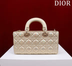 medium lady d-joy 26 beige metalic lambskin