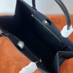 Versace Black Denim Canvas Tote Bag 40 With Cowhide Handle 175560
