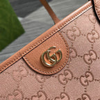 GG OPHIDIA LARGE 40 TOTE BAG IN LIGHT PINK CANVAS