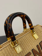 BY THE WAY MINI 18 IN BEIGE STRAW AND BROWN CALFSKIN TRIM