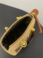 BY THE WAY MINI 18 IN BEIGE STRAW AND BROWN CALFSKIN TRIM