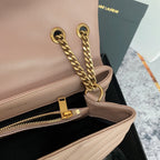 LOULOU MEDIUM 32 DARK BEIGE QUILTED LEATHER GOLD HARDWARE