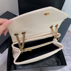 LOULOU MEDIUM 32 WHITE QUILTED LEATHER GOLD HARDWARE