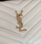 LOULOU MEDIUM 32 WHITE QUILTED LEATHER GOLD HARDWARE