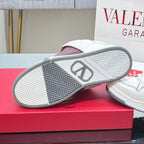 VALENTINO 25S GARAVANI OPEN SKATE SNEAKERS IN WHITE MIX BROWN LAMBSKIN STYLE 15