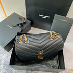 LOULOU MEDIUM 32 BLACK QUILTED LEATHER GOLD HARDWARE