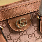 GG OPHIDIA SMALL 24 TOTE BAG IN BLUSH PINK CANVAS AND CALFSKIN