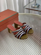 LP SPRIGHTLY CHARMS MID-SANDAL WHITE AND OLIVE CALFSKIN