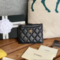 CC A84105 Coin Case Black Gold Metal Lamskin 240723
