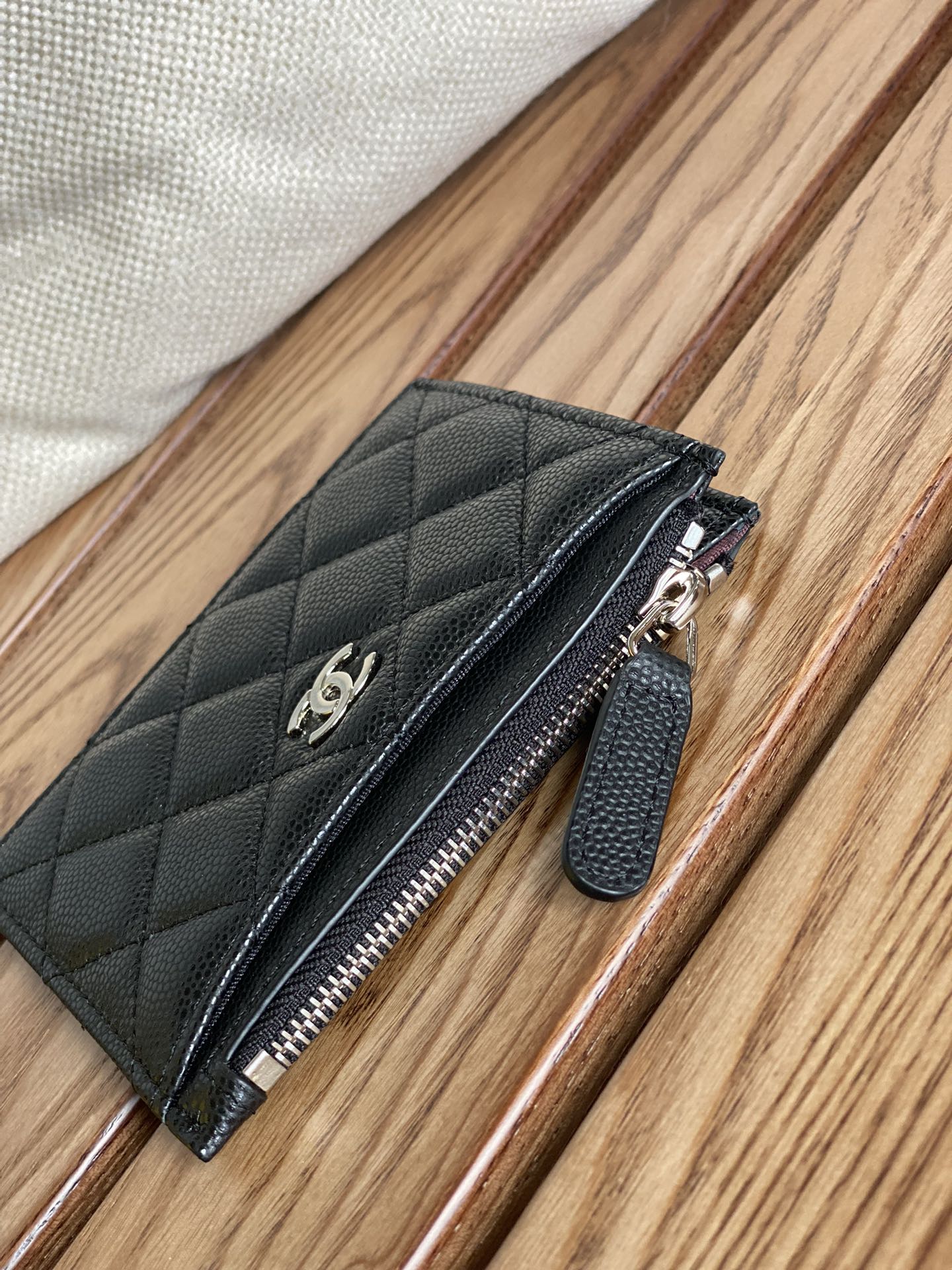 CC A84105 Coin Case Black Sliver Metal Caviar 240729