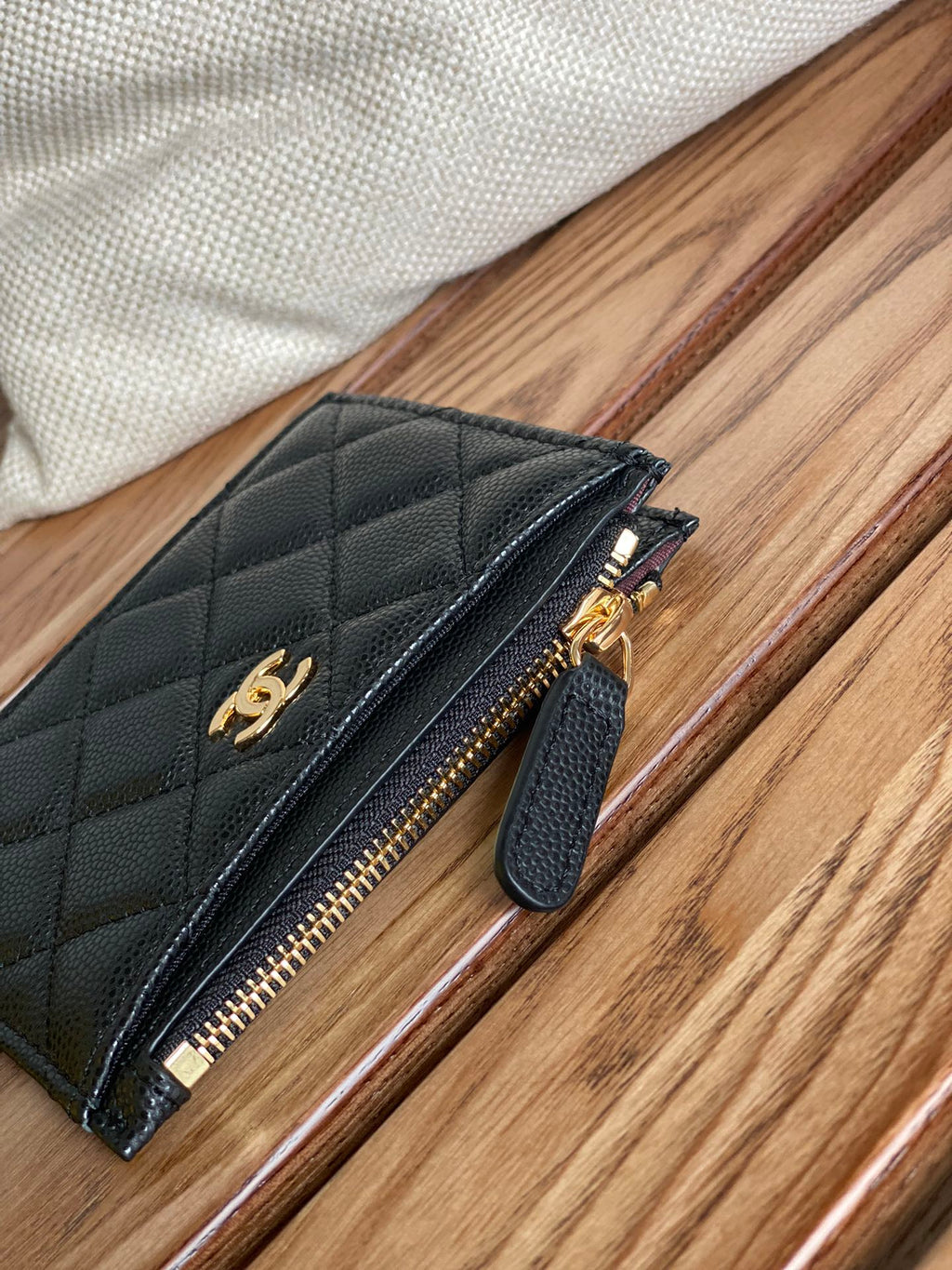 CC A84105 Coin Case Black Gold Metal Caviar 240745