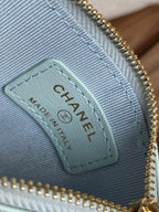 CC A84105 Coin Case Light Blue Gold Metal Caviar 240735