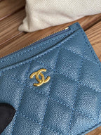 CC A84105 Coin Case Blue Gold Metal Caviar 240741