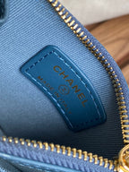 CC A84105 Coin Case Blue Gold Metal Caviar 240741