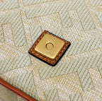 Fend Baguette Tan Beige Canvas Bag 27 with FF Embroidery Ghw