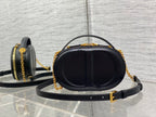 CD Oval camera bag 18 black cowhide leather