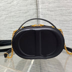 CD Oval camera bag 18 black cowhide leather