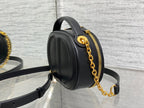 CD Oval camera bag 18 black cowhide leather