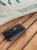 CC 22A Zippy Coin Purse Black Sheepskin Sliver Steel 223918